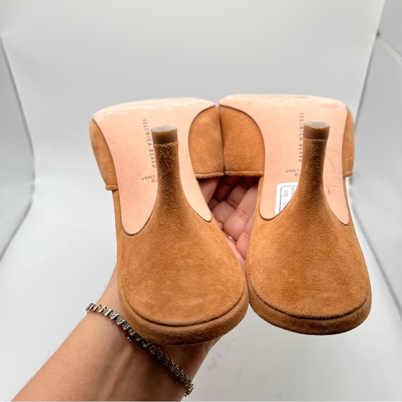 Veronica Beard Miriam Mule Tan leather suede size 8.5M slip on heels women - Picture 10 of 11